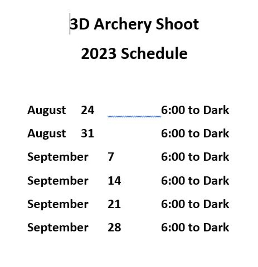 3D Archery Schedule - Tri Town Conservation Club