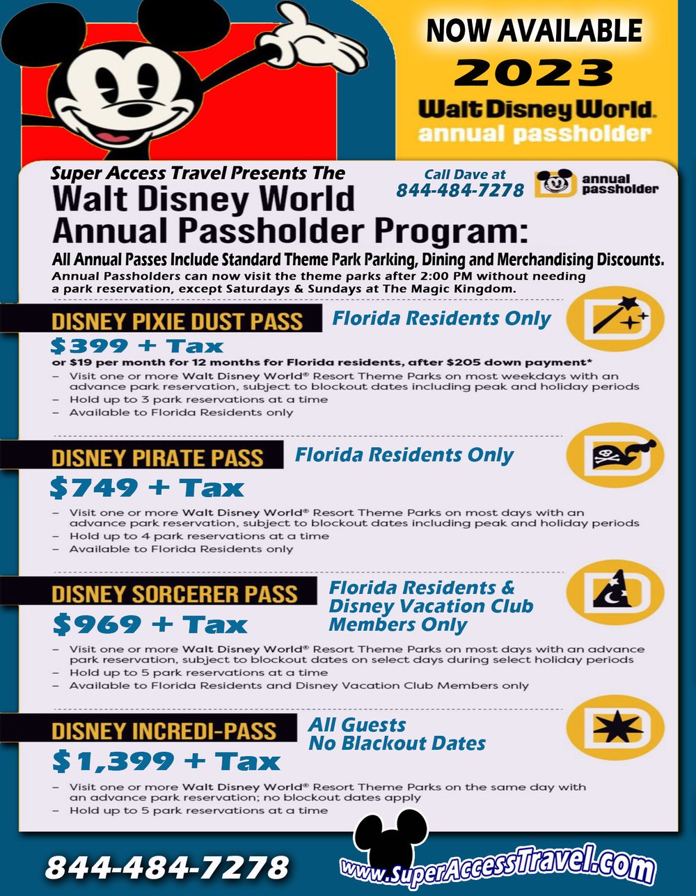Florida Resident Annual Passes Discount Low monthly $205 Down Super Access Travel