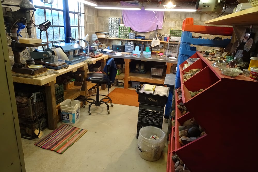 view of the lapidary room from the doorway