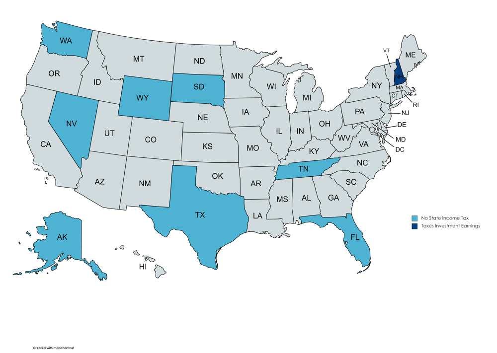 US states with no income tax 