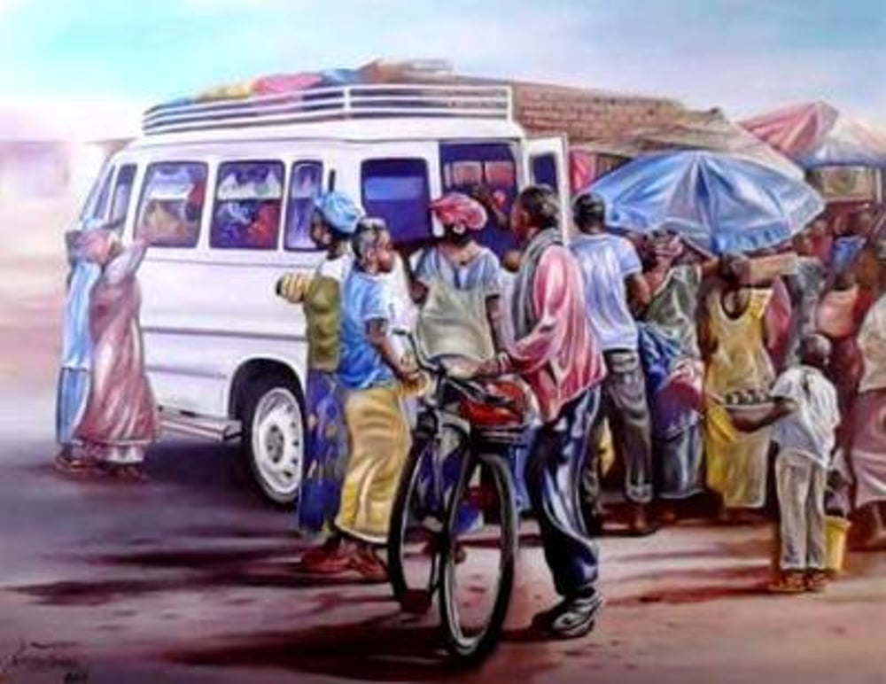 a beautiful rendition of a taxi stop in Harare.