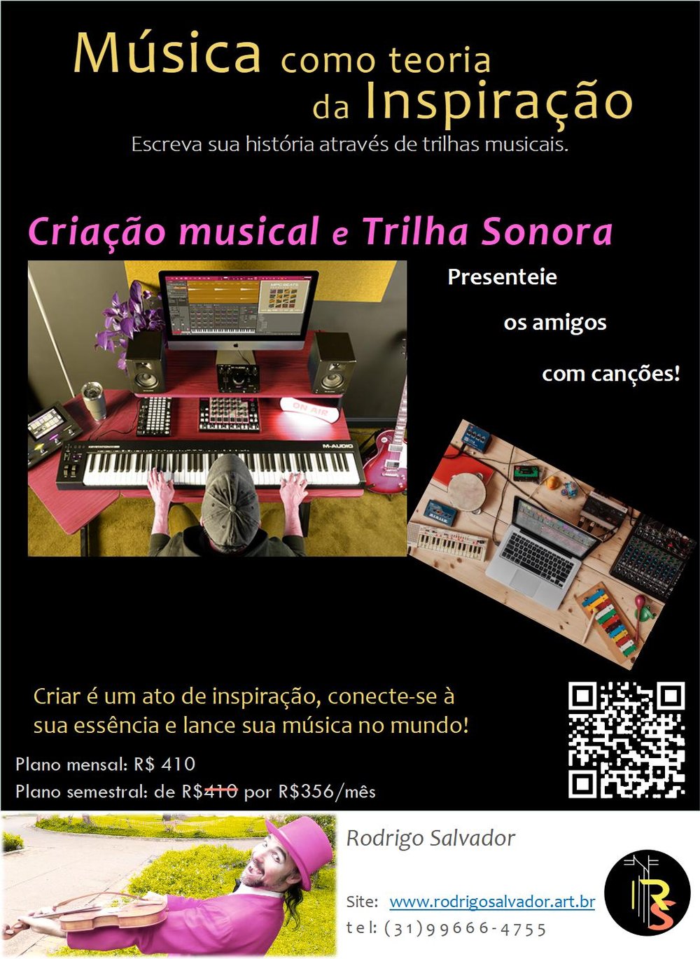 Cursos de música online e presencial em São Paulo e Atibaia. Criação musical, trilha sonora, composição, teoria musical, sons MIDI, produção musical, mixagem, masterização, sonoridades eletrônicas, Curso Ableton Live.