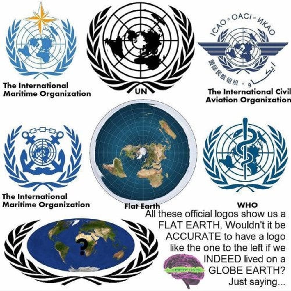 Карта плоской земли на флаге ООН