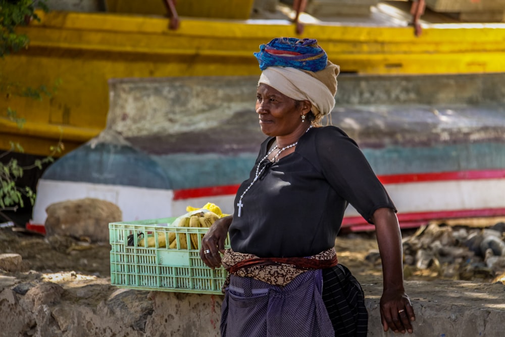 A local woman in Boa Vista, the capital of Cape Verde, taking a break from selling her bananas.