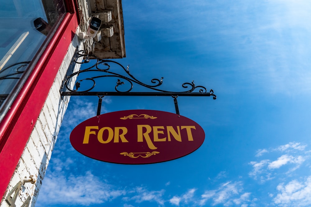 for rent sign on  a storefront