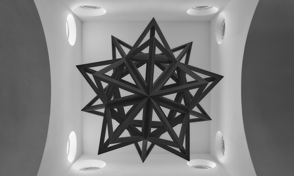 black and white wooden star wall decor