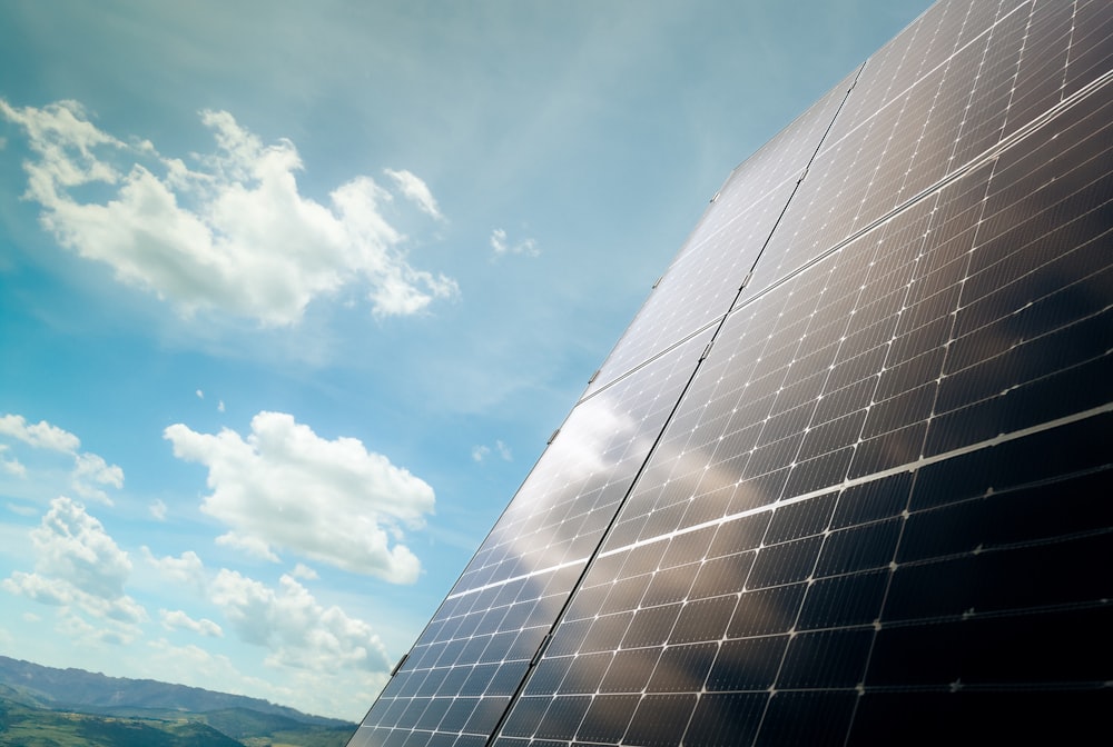 white and blue solar panels