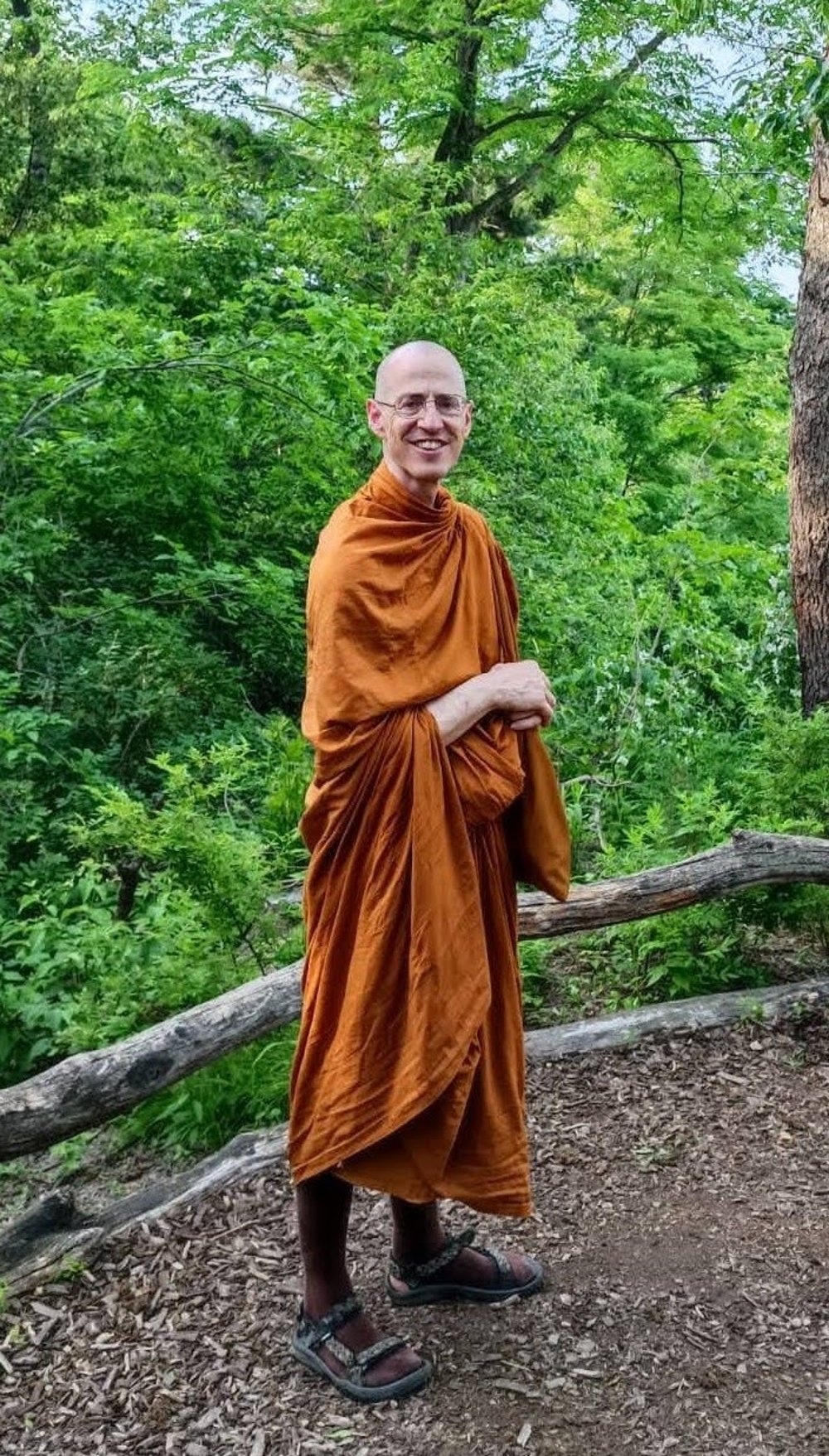 Bhikkhu Santi on forest path
