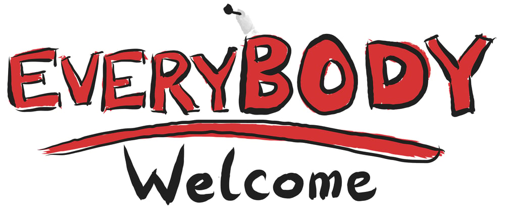Illustrated text saying Everybody Welcome