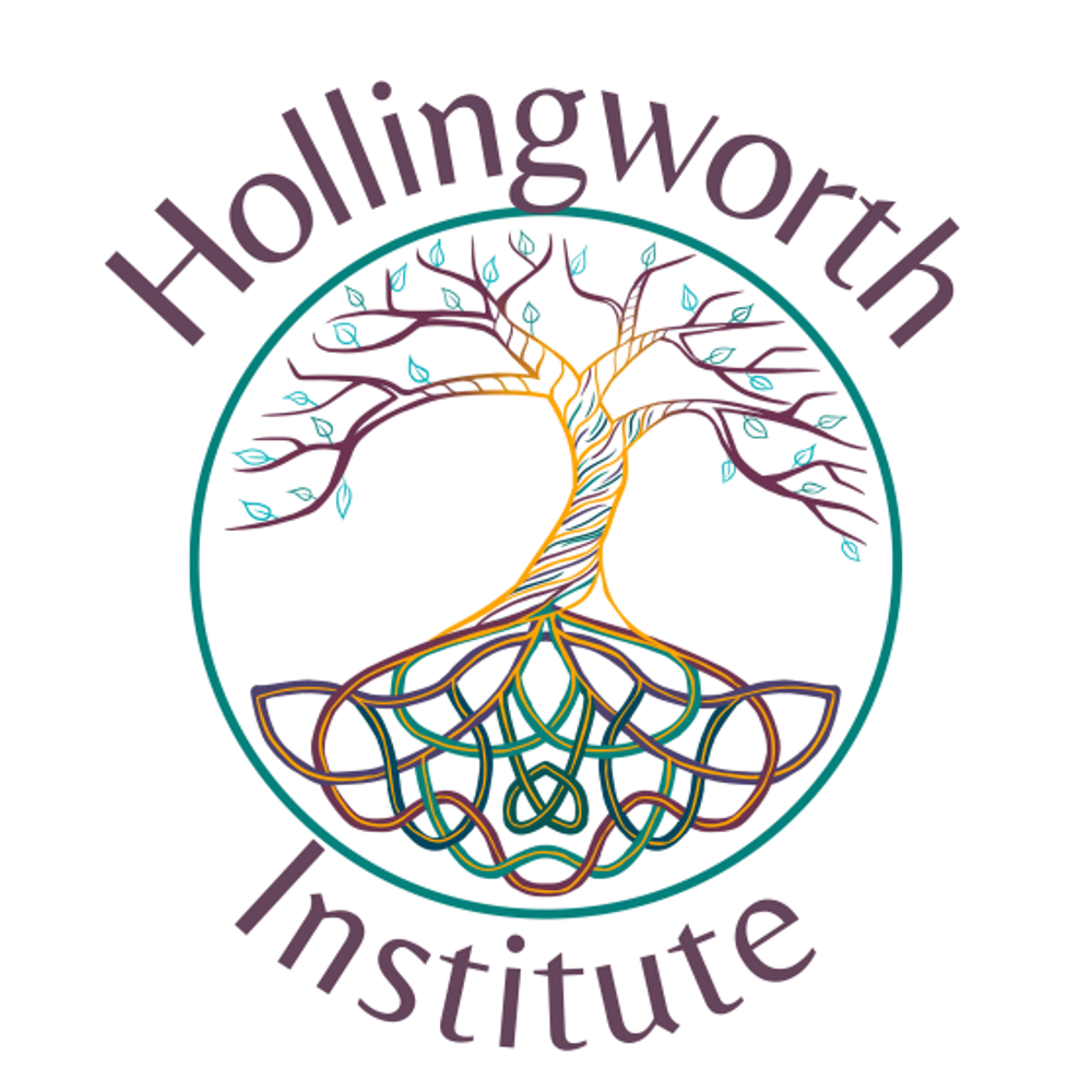 Tree growing from Celtic knotwork roots as logo of the Hollingworth Institute 