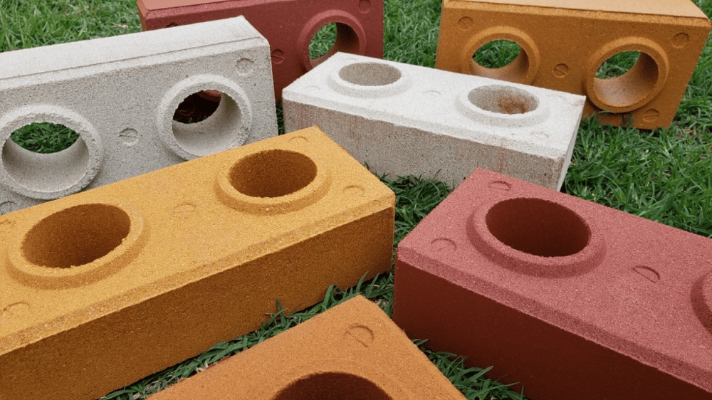 high-angle photography of concrete bricks