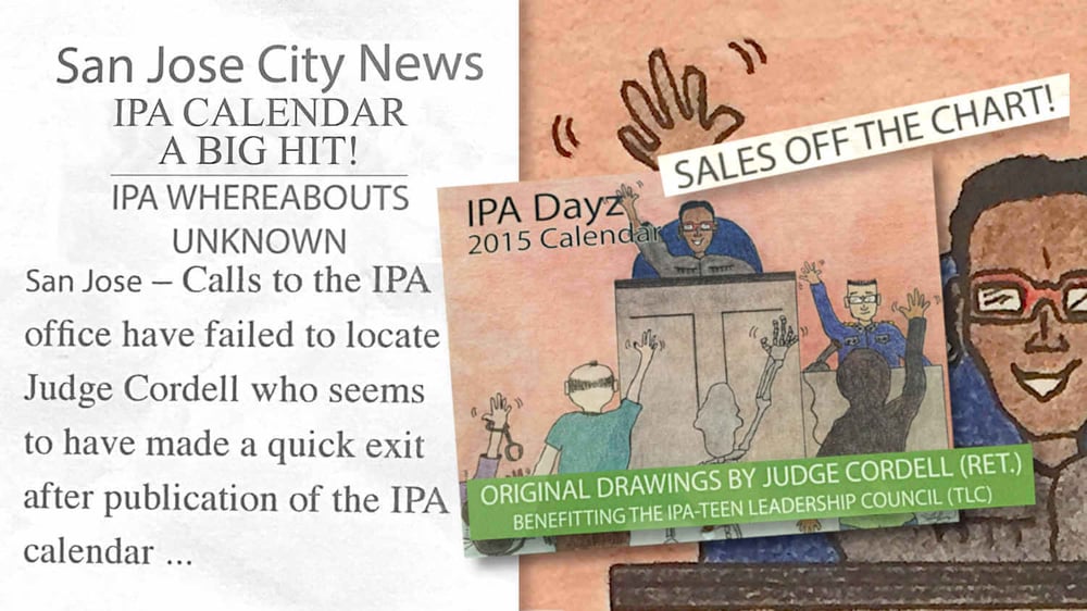 Newspaper clipping promoting  Judge Cordell's calendar of legal cartoons. 